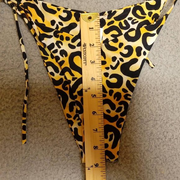 Bond-Eye Australia Womens Bikini Swim Bottom Brown Leopard High Cut Cheeky M New - Picture 4 of 8